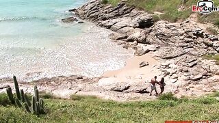 Outside sex inside the ocean with a slim Hispanic with tan lines