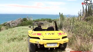 Outdoors lesbo sex with a big titted blonde and a dark haired thot