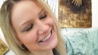 Blonde goddess with a juicy booty is a sucking off machine