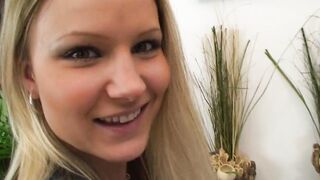 Blonde goddess with a juicy booty is a sucking off machine