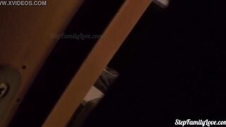 Stepdad spies 18 year old 18yo step daughter masturbating on sofa inside living room
