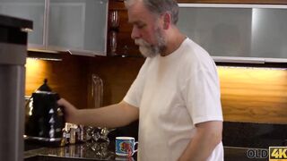 OLD4K. Spicy sex of Czech 18 Jenny Smart and mature man inside living room