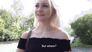 Pulled blonde cunt stuffed from behind before giving blowjob