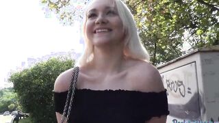 Pulled blonde cunt stuffed from behind before giving blowjob