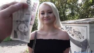 Pulled blonde cunt stuffed from behind before giving blowjob