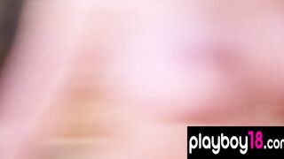 Blonde ukrainian bombshell Sasha Bonilova exposes her humongous natural breasts