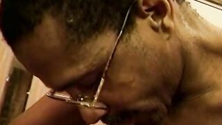 Old blonde offer ebony man a fellatio then fucks him