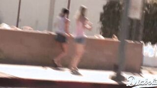 3 Way With Blonde & Dark Haired Swallowing Penis - Diabolic