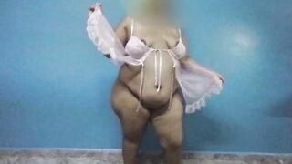 My ex-wife's mother started dancing inside panties and filmed her, when she realized she began to posing, my mother-into-law was even masturbated for me.