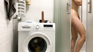 Russian 18 masturbating with toy into the toilet