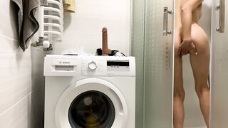 Russian 18 masturbating with toy into the toilet
