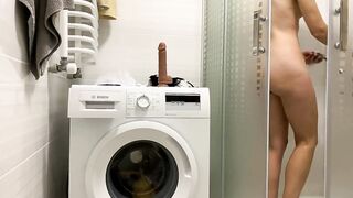 Russian 18 masturbating with toy into the toilet