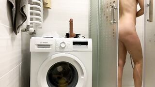 Russian 18 masturbating with toy into the toilet
