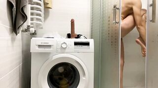 Russian 18 masturbating with toy into the toilet