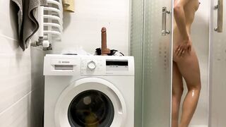 Russian 18 masturbating with toy into the toilet