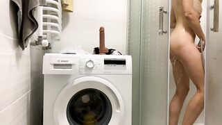 Russian 18 masturbating with toy into the toilet