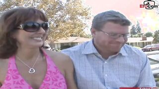 Dark Haired cougar enjoy the long penis infront of her hubby