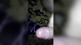 Cumming on her stockings feed