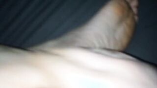 Boned her vagina and cum on her foot