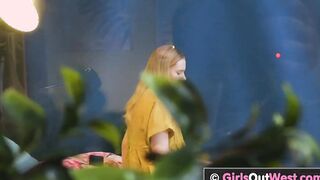 Adorable blonde 19 yo fingered her unshaved vagina at home