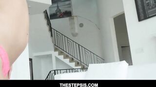 Bae hot blondie step-sister Riley Model offered stepbro her pink twat on the couch point of view