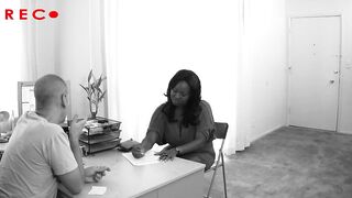 Chubby black Beauty is having a huge white penis casting banged!