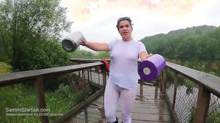 Soaking soak inside white pants