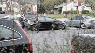 Chick got vulgar into a vehicle park and lick each other's twat