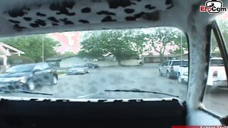 Blonde 19 Yo with natural titties picked up for sex inside a vehicle