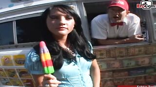 African haired teenagers with small jugs pick up for sex into the vehicle