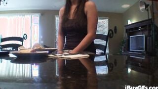 Ball blowing teens skank chews gum off sack