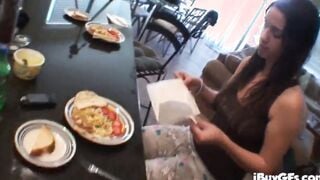 Ball blowing teens skank chews gum off sack