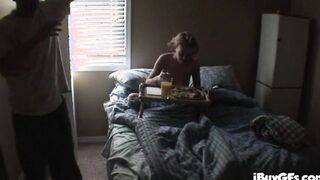 pov blonde 18 year old blowing cock after posing camera