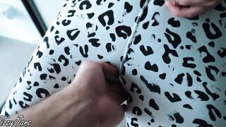 Gym Hot Makes Me Cum Into Her Panty and Yoga Leggings and Strokes It Against Her Soft Twat