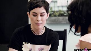 Heterosexual ebony 19 yo Alexis Tae tries lesbo sex with her mom friend Olive Glass