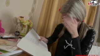 Skinny blonde Teenie with tiny boobs wants anal sex