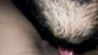 Closeup desi cunt licking tape, he ate all the cum