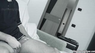 The stepfather masturbates and finally the 18 year old step-daughter loving the tape well