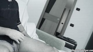 The stepfather masturbates and finally the 18 year old step-daughter loving the tape well