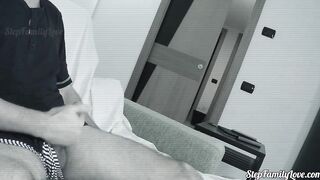 The stepfather masturbates and finally the 18 year old step-daughter loving the tape well