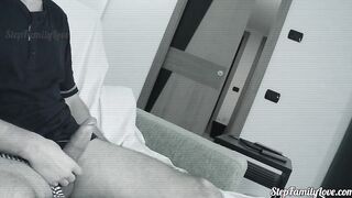 The stepfather masturbates and finally the 18 year old step-daughter loving the tape well