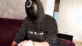 Squid Game. I jerked off a member's penis and he cum on my melons