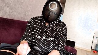 Squid Game. I jerked off a member's penis and he cum on my melons