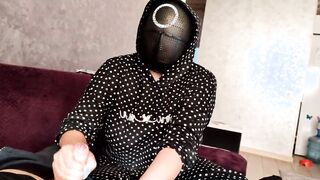 Squid Game. I jerked off a member's penis and he cum on my melons