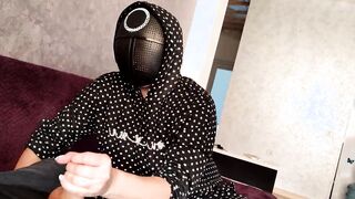 Squid Game. I jerked off a member's penis and he cum on my melons