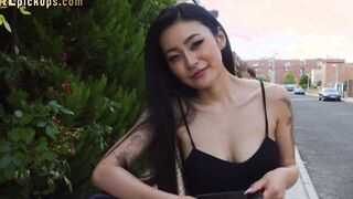 Tattooed chinese Beauty pulled in point of view cockriding and outside sex