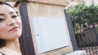 Tattooed chinese Beauty pulled in point of view cockriding and outside sex