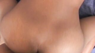 Young african honey blows guy's pole then gets her cunt boned