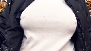 Boobwalk: White Shirt and Coat inside Fall - Short Bonus