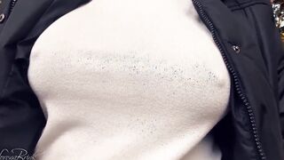 Boobwalk: White Shirt and Coat inside Fall - Short Bonus